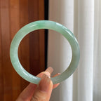 糯冰湖水绿翡翠圆条手镯（61mm）（yc366992）