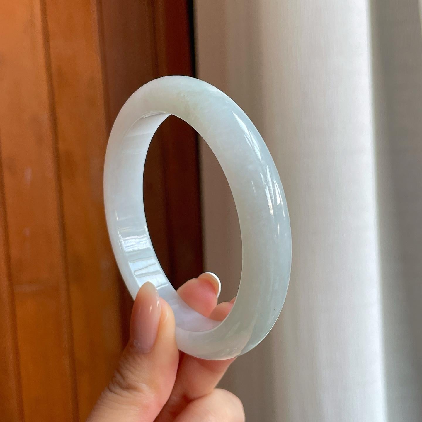 糯冰白月光翡翠平安镯（59mm)（yc373304）