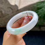 细糯种飘绿花正圈平安镯56圈    天然缅甸A货翡翠（yc441101）
