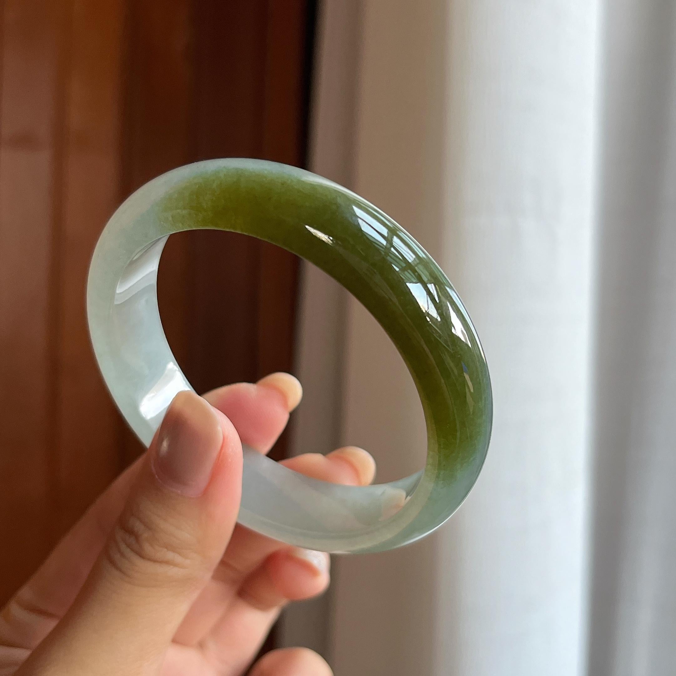 糯冰半山半水翡翠平安镯（58mm）（yc424959）