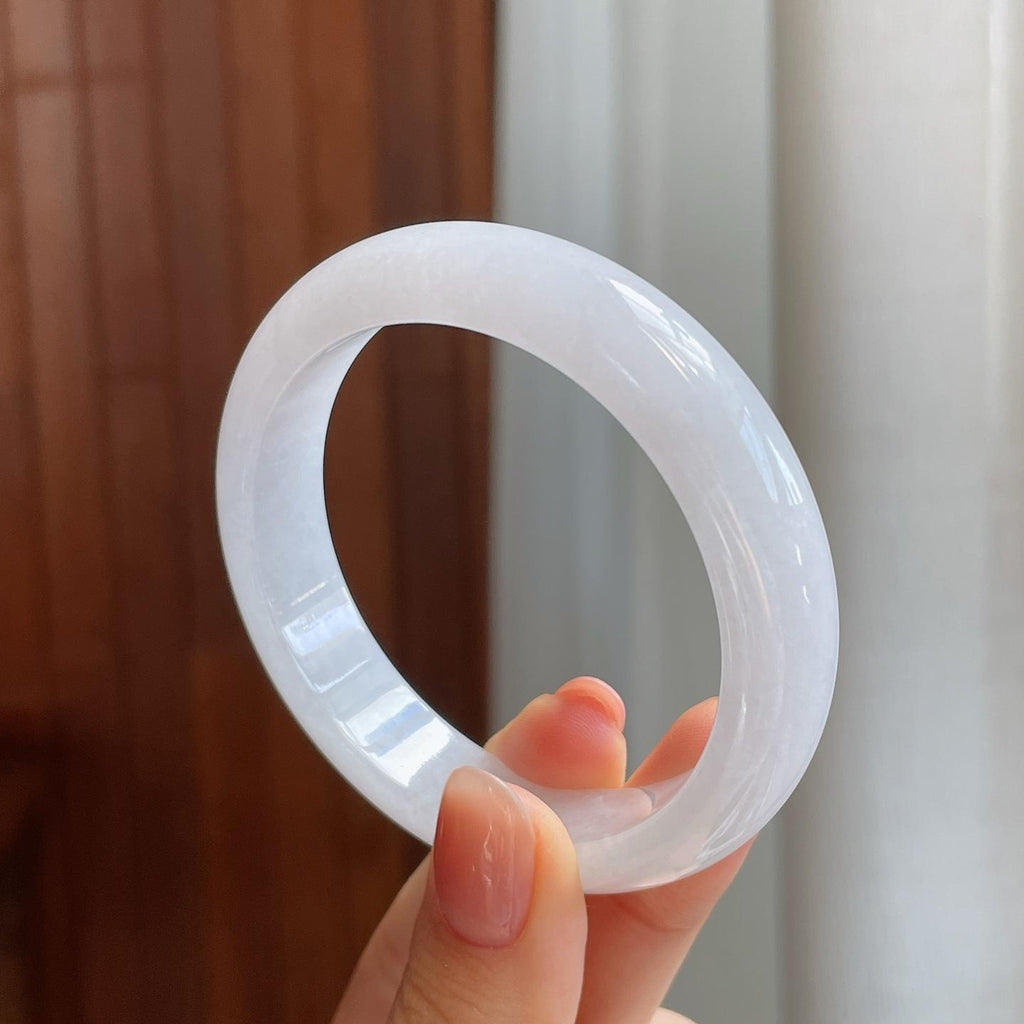 糯冰种白月光翡翠平安镯（53.2mm)（yc322609）