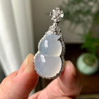 18K金钻镶糯冰种无色葫芦吊坠（yc261149）