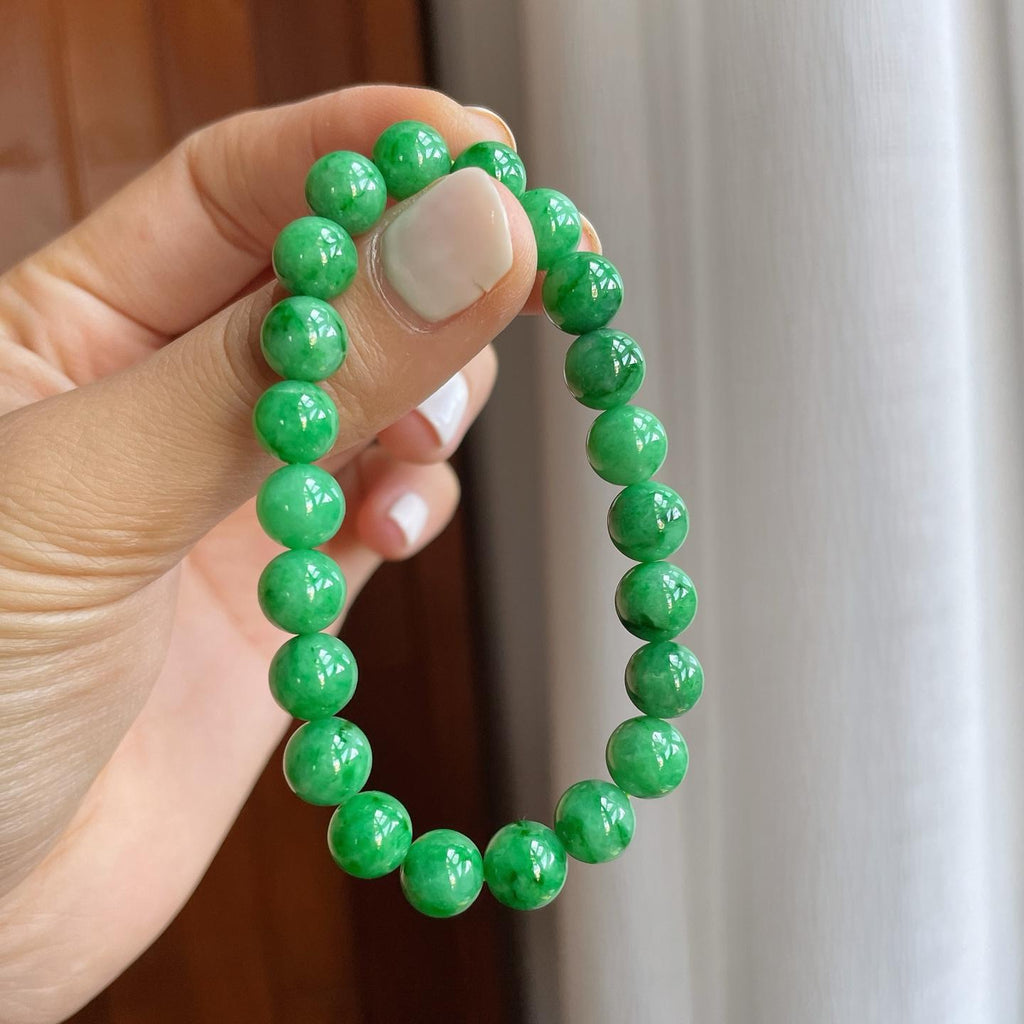 糯种满绿翡翠珠串手串（yc255685）
