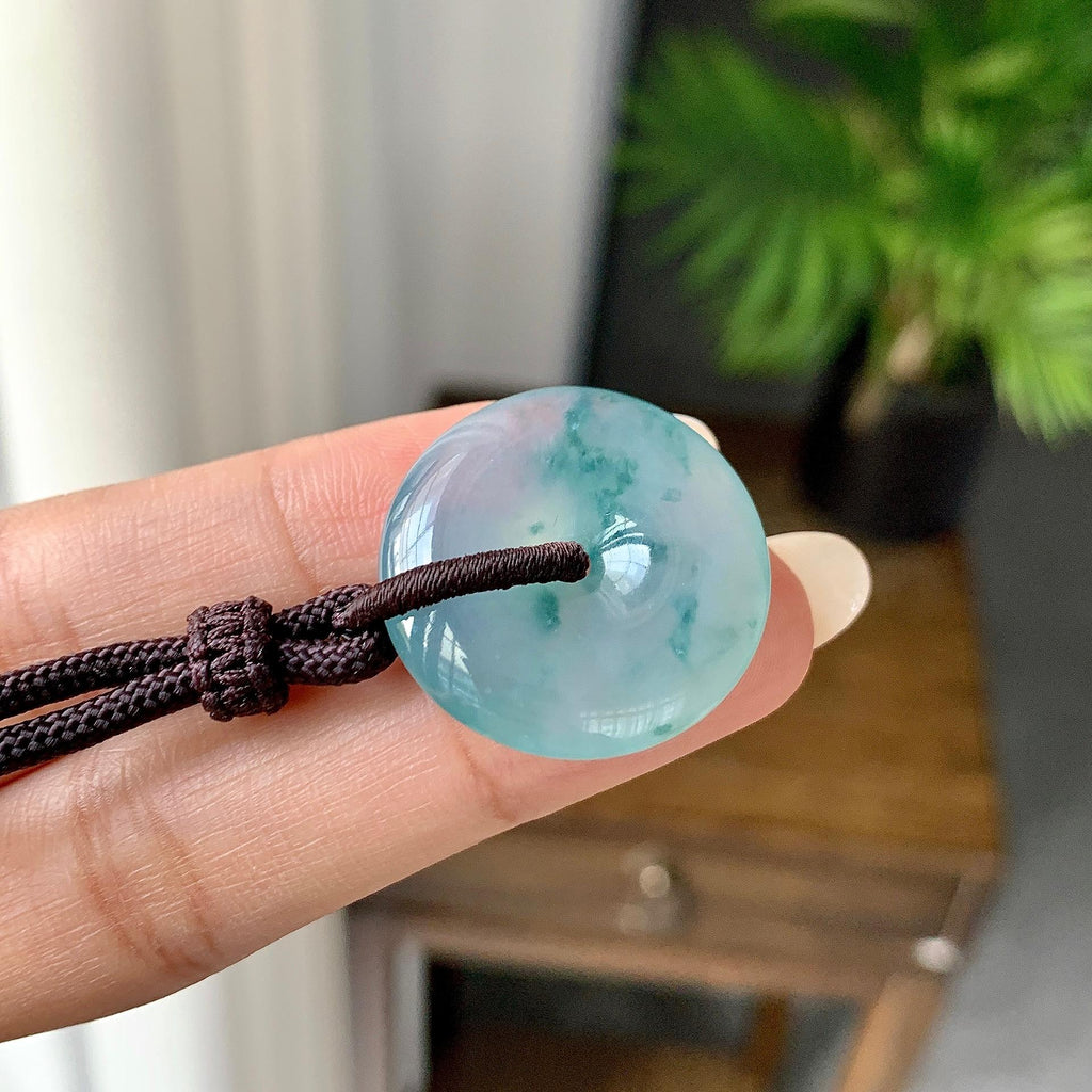 糯冰种飘花平安扣吊坠（yc248130）