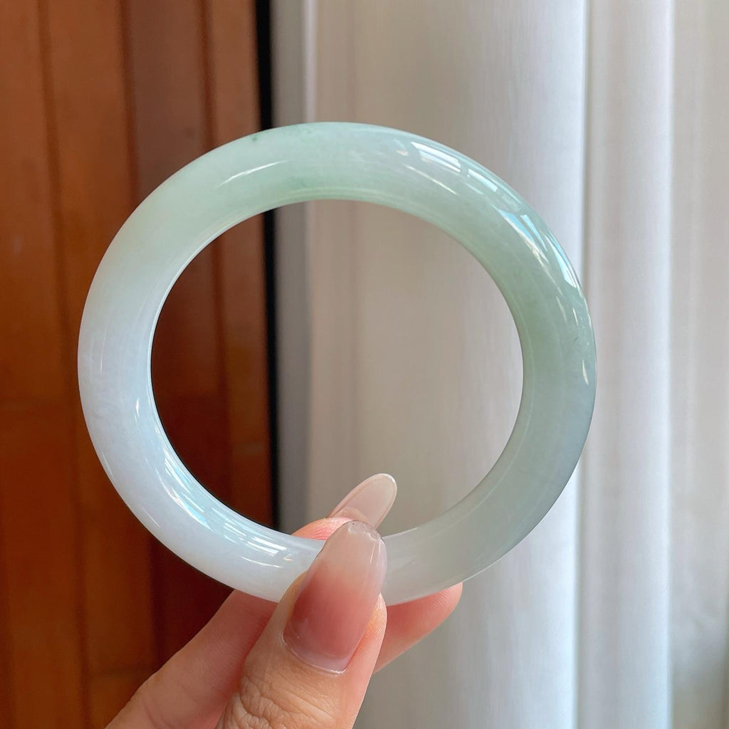 糯冰飘花翡翠圆条手镯（58.3mm）（yc272836）