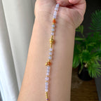 18K金镶糯冰种淡紫罗兰小米珠手链（yc232459）