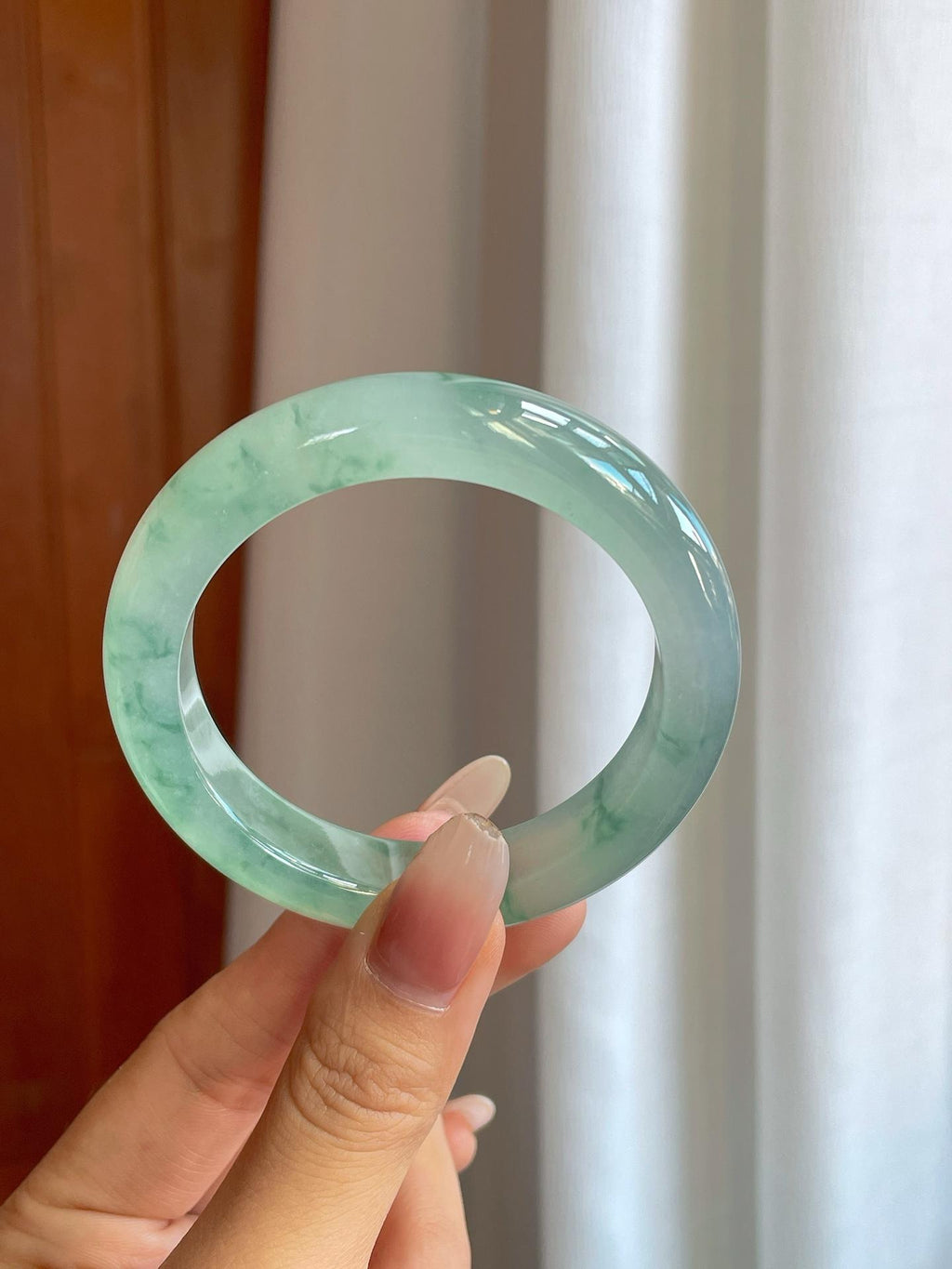 冰种飘花翡翠平安镯（54.8mm）（yc268248）