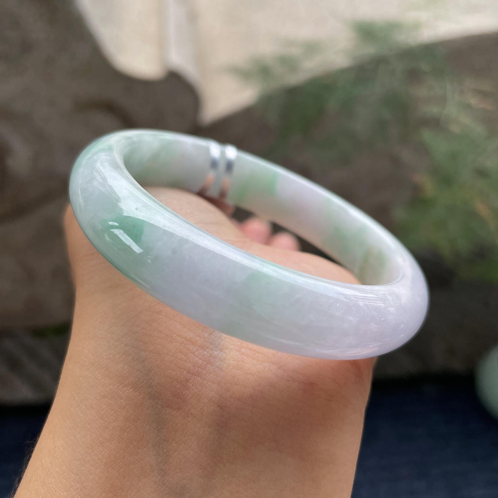 细糯种飘花正圈平安镯56.3圈      天然缅甸A货翡翠（yc421242）