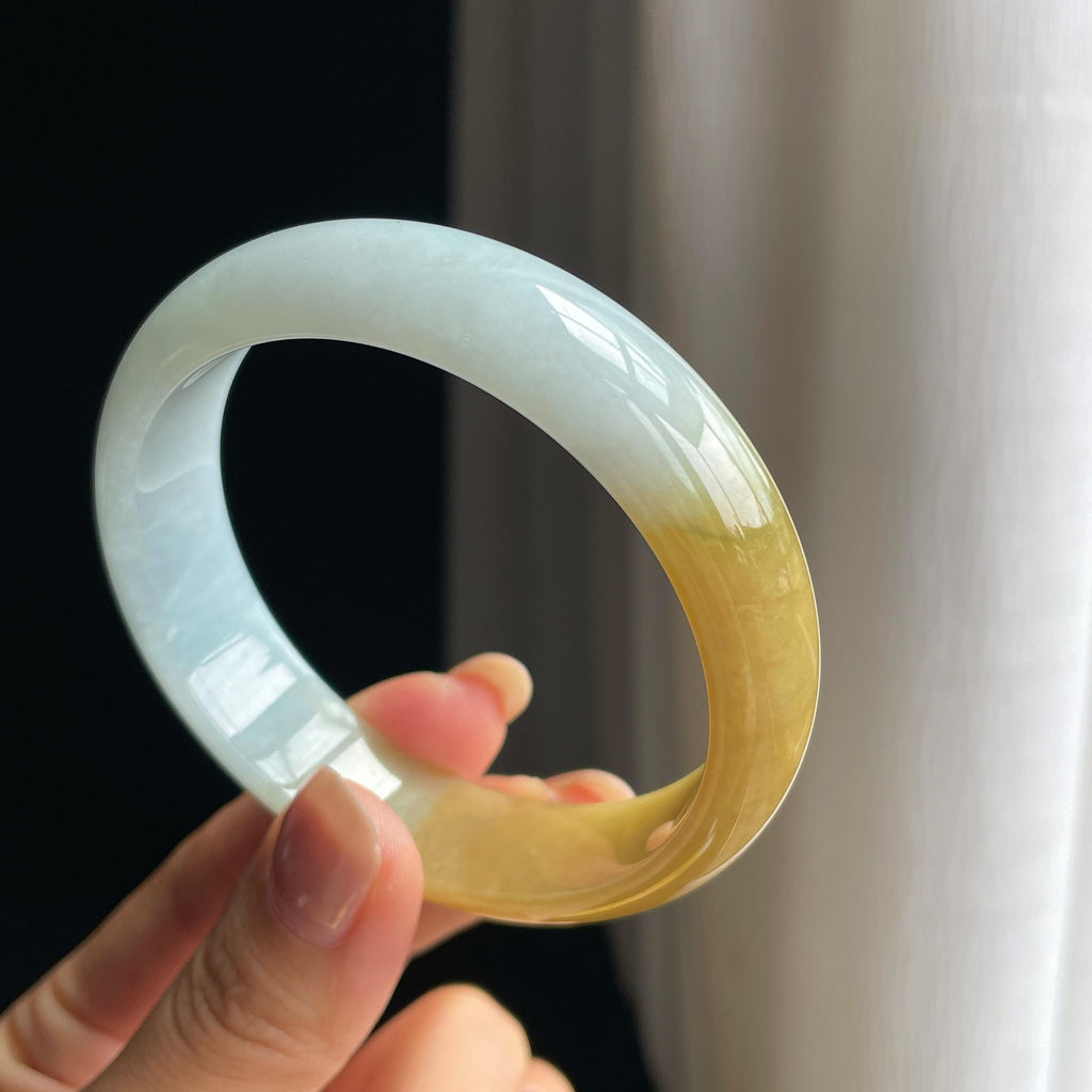 糯冰黄翡翡翠平安镯(59mm)（yc415985）