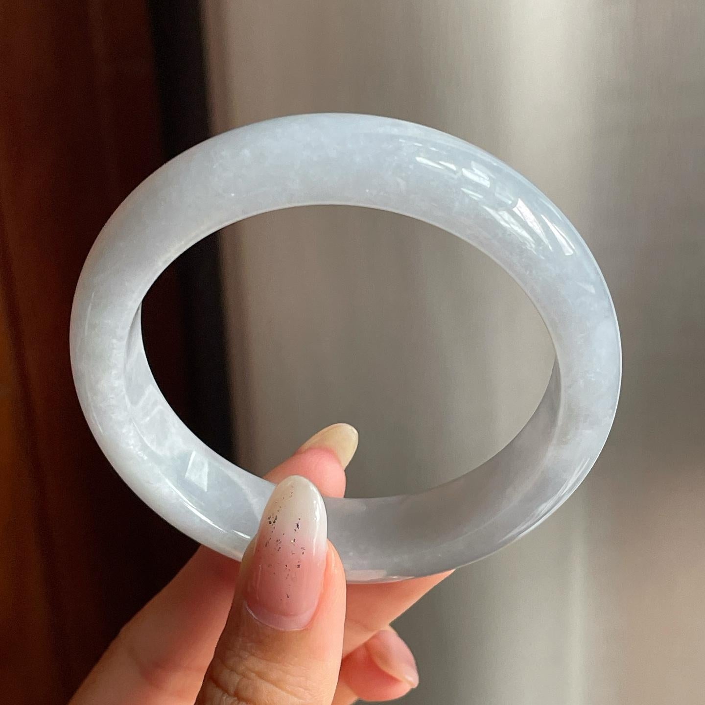 糯冰种带底色翡翠平安镯（55mm）（yc217403）