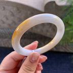 小圈口 糯种黄翡圆条手镯 53.2圈口 天然缅甸A货翡翠（yc347569）