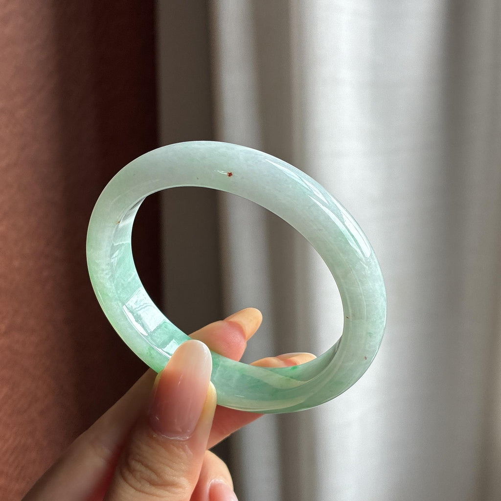 小圈口 糯冰飘绿花贵妃镯 52圈（yc751558）