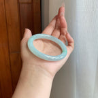 糯冰淡晴底飘花翡翠圆条（53.8mm）（yc270318）