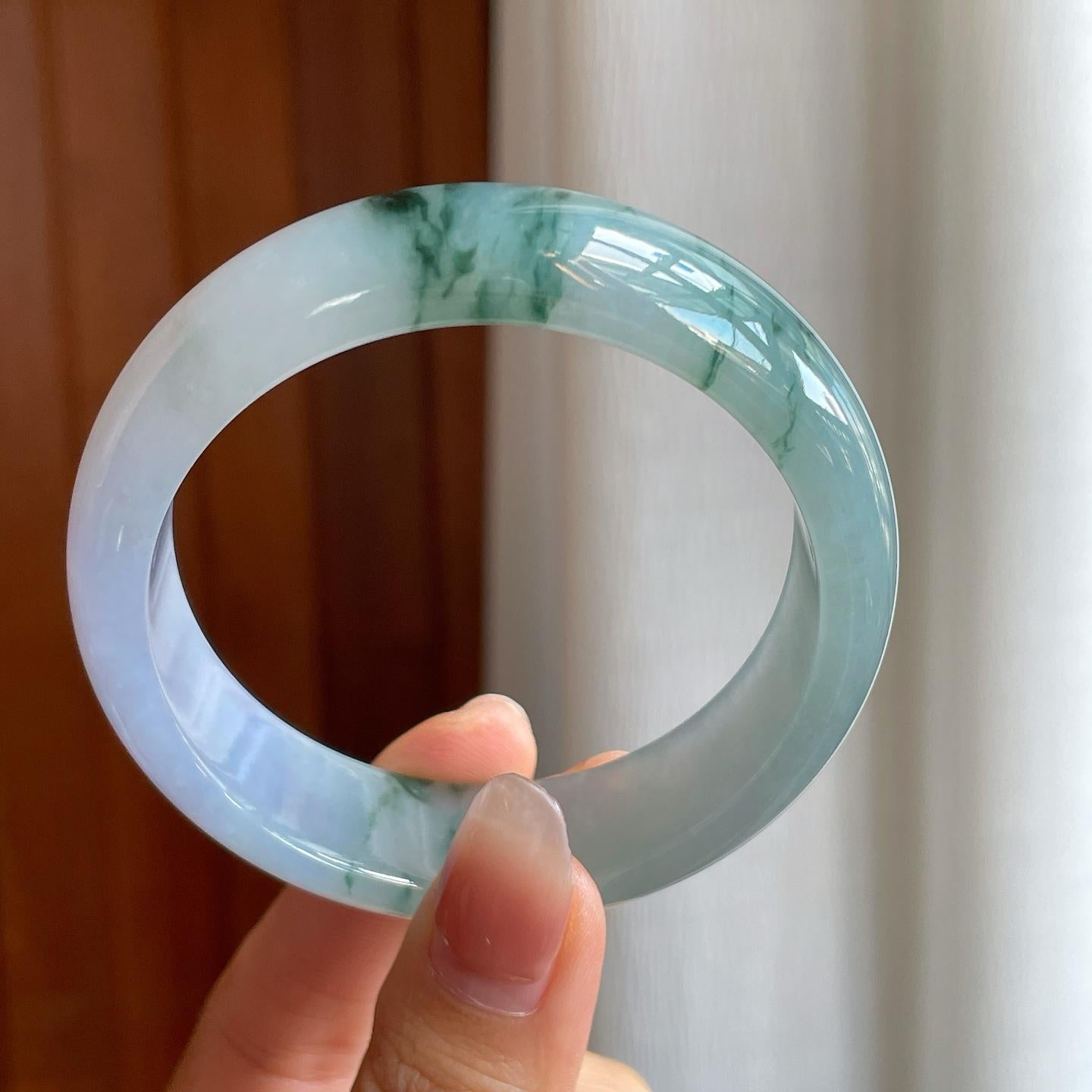 冰种紫罗兰飘花翡翠平安镯（57mm）（yc325736）