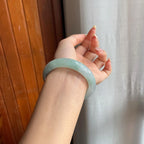 糯冰种晴底飘绿花翡翠平安镯（55.3mm）（yc216829）