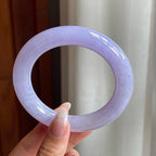 糯冰种紫罗兰翡翠圆条手镯（56mm）（yc204372）