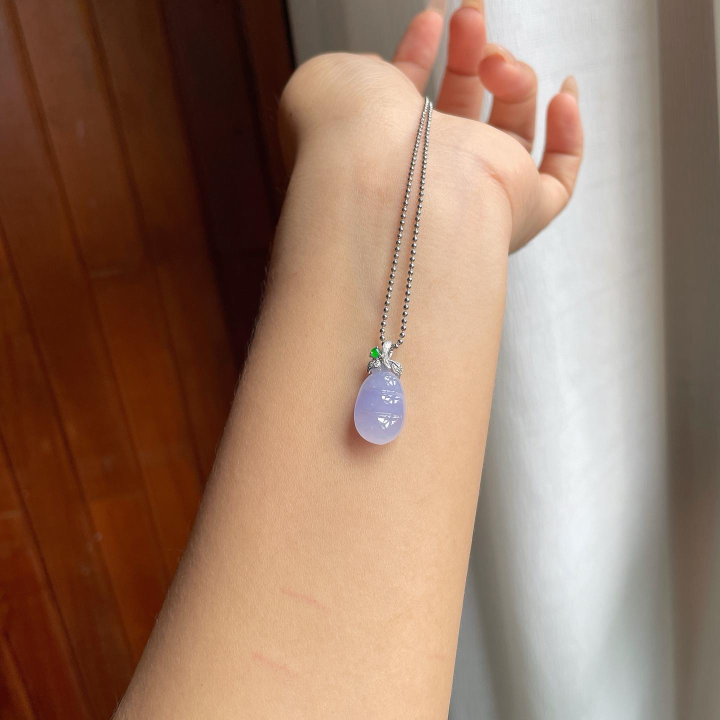 18k金扣糯冰紫罗兰翡翠豆子（yc240423）