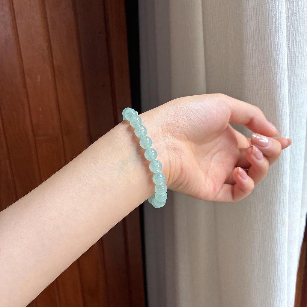 糯冰晴底翡翠珠串手串天然缅甸A货翡翠（yc436867）