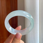 冰种淡底色宽版翡翠平安镯（59mm)（yc381349）