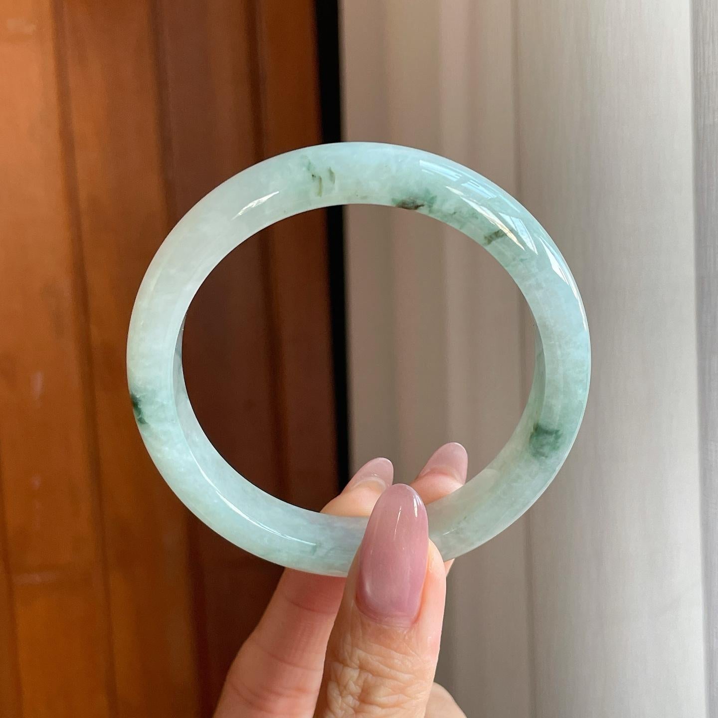 糯冰飘花翡翠平安镯（58.2mm）（yc287156）