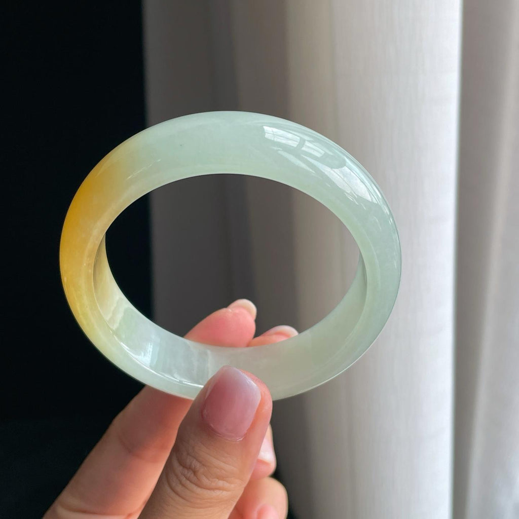 冰种黄翡宽版翡翠平安镯（58.2mm）（yc391403）