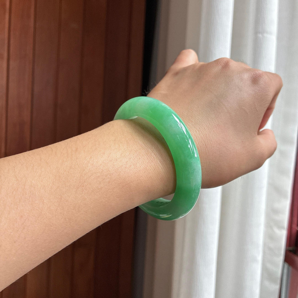 Vòng tay bình an ngọc phỉ thúy băng lạp mang màu, vòng tay bình an chính khuyên, size 55, ngọc phỉ thúy tự nhiên loại A Myanmar (yc451494)