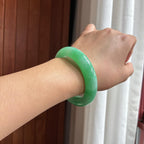 Vòng tay bình an ngọc phỉ thúy băng lạp mang màu, vòng tay bình an chính khuyên, size 55, ngọc phỉ thúy tự nhiên loại A Myanmar (yc451494)