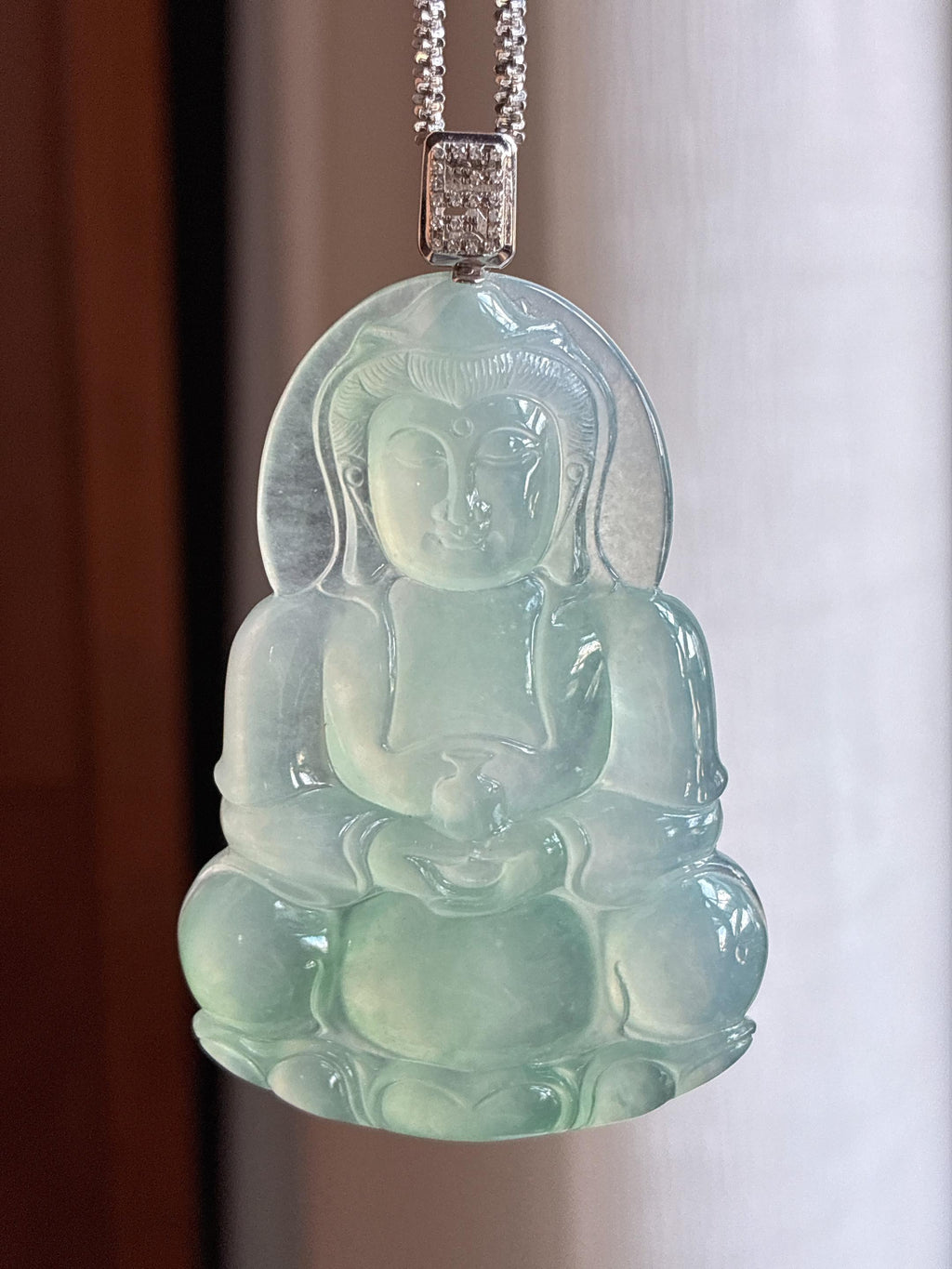 18k金镶冰种晴底翡翠观音（yc431554）