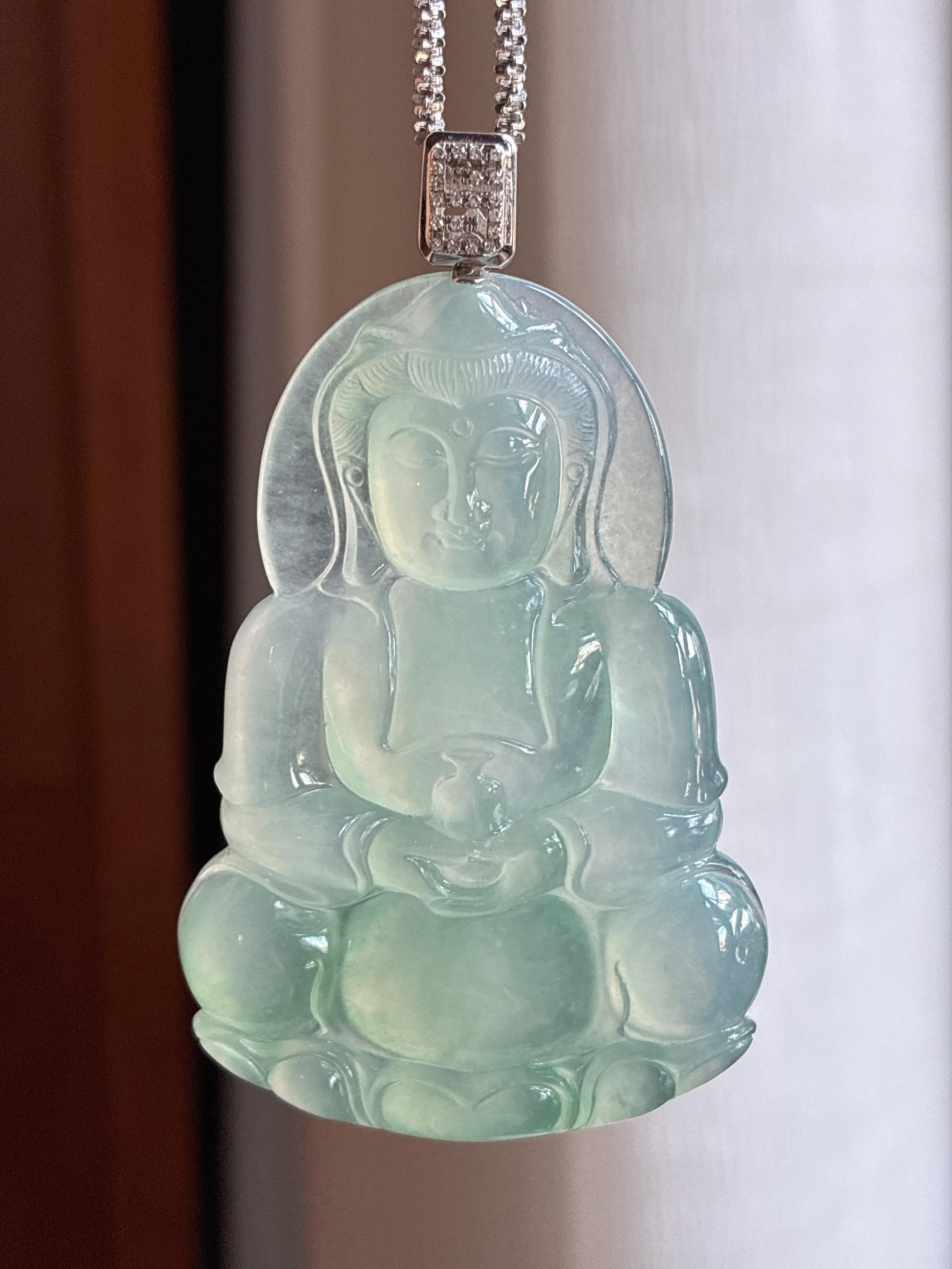 18k金镶冰种晴底翡翠观音（yc431554）