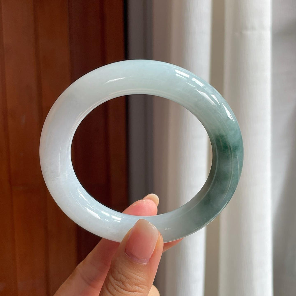 糯冰飘花翡翠圆条手镯（59mm）（yc414706）