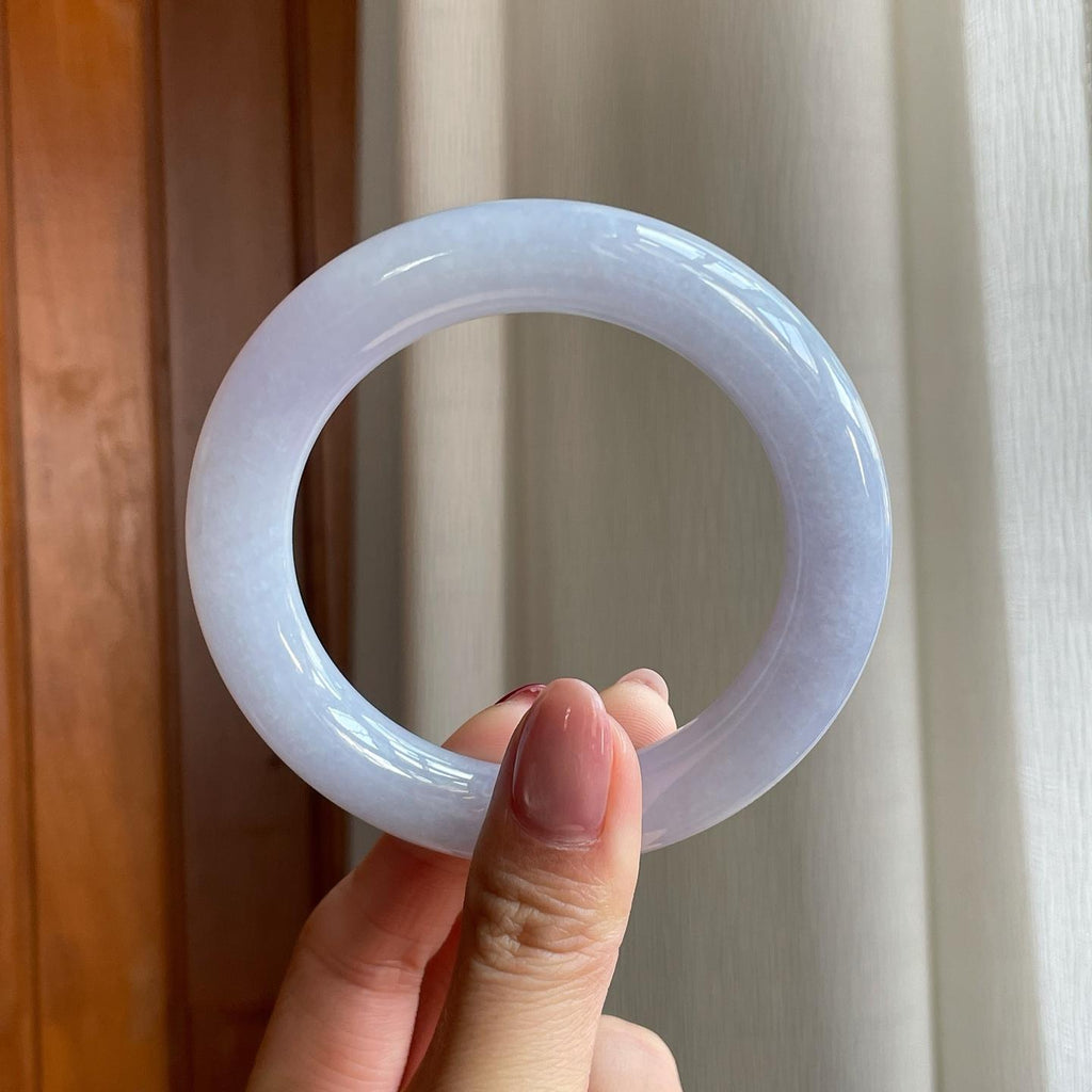 糯冰紫罗兰翡翠圆条手镯（56mm）（yc302421）