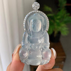 18k金钻镶冰种无色观音挂件（yc246703）