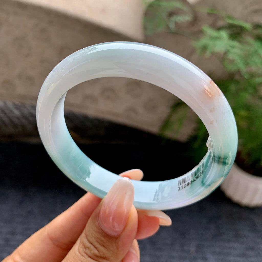 细糯种飘花飘黄翡平安镯（57.2mm）（yc198247）