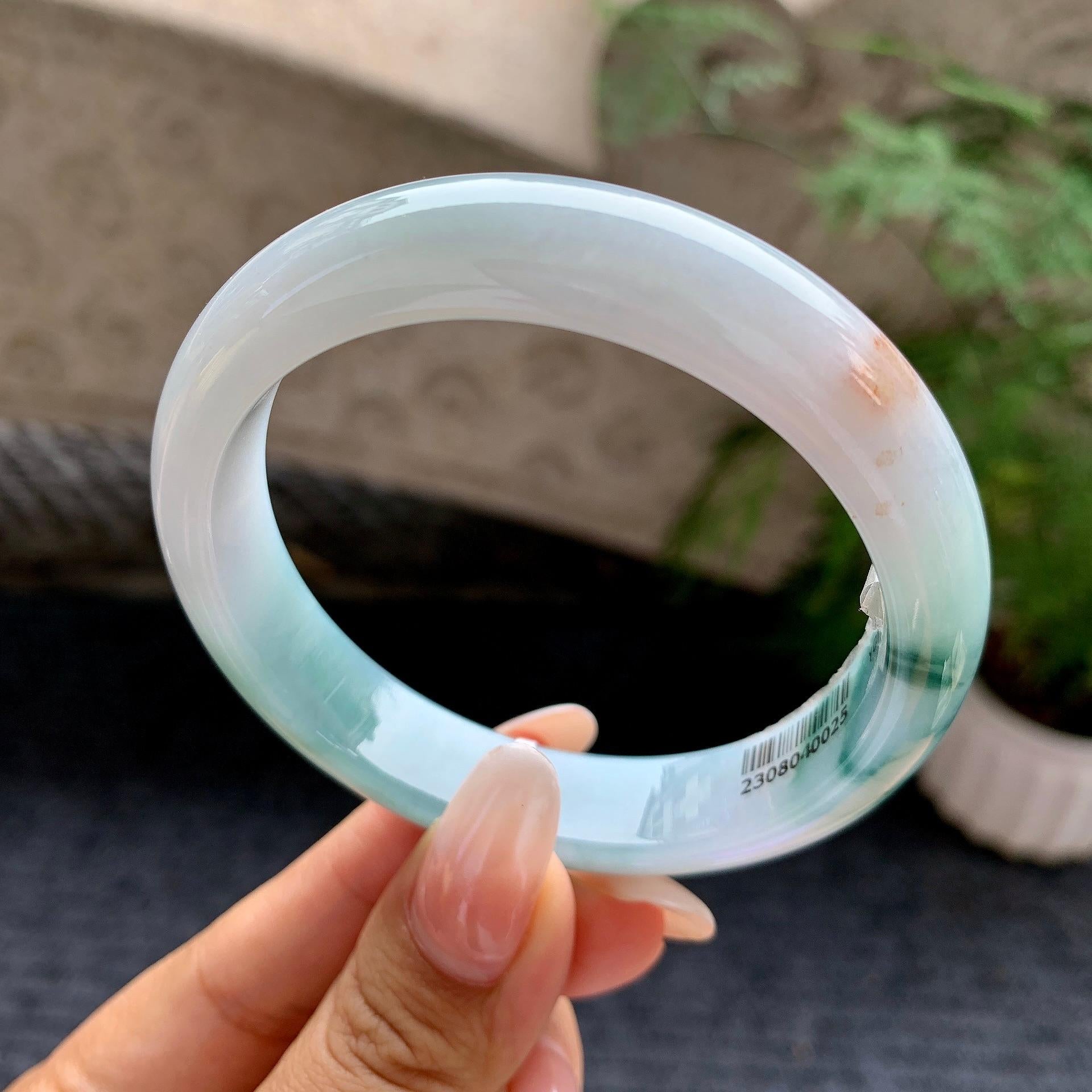 细糯种飘花飘黄翡平安镯（57.2mm）（yc198247）