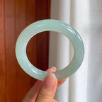 细糯冰晴底翡翠圆条手镯（56.3mm）（yc400219）