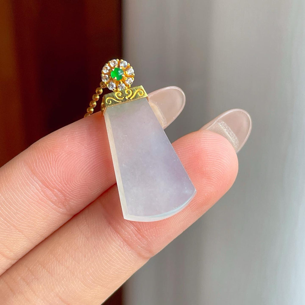 18k金镶冰种翡翠无事牌（yc244876）