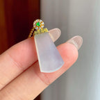 18k金镶冰种翡翠无事牌（yc244876）