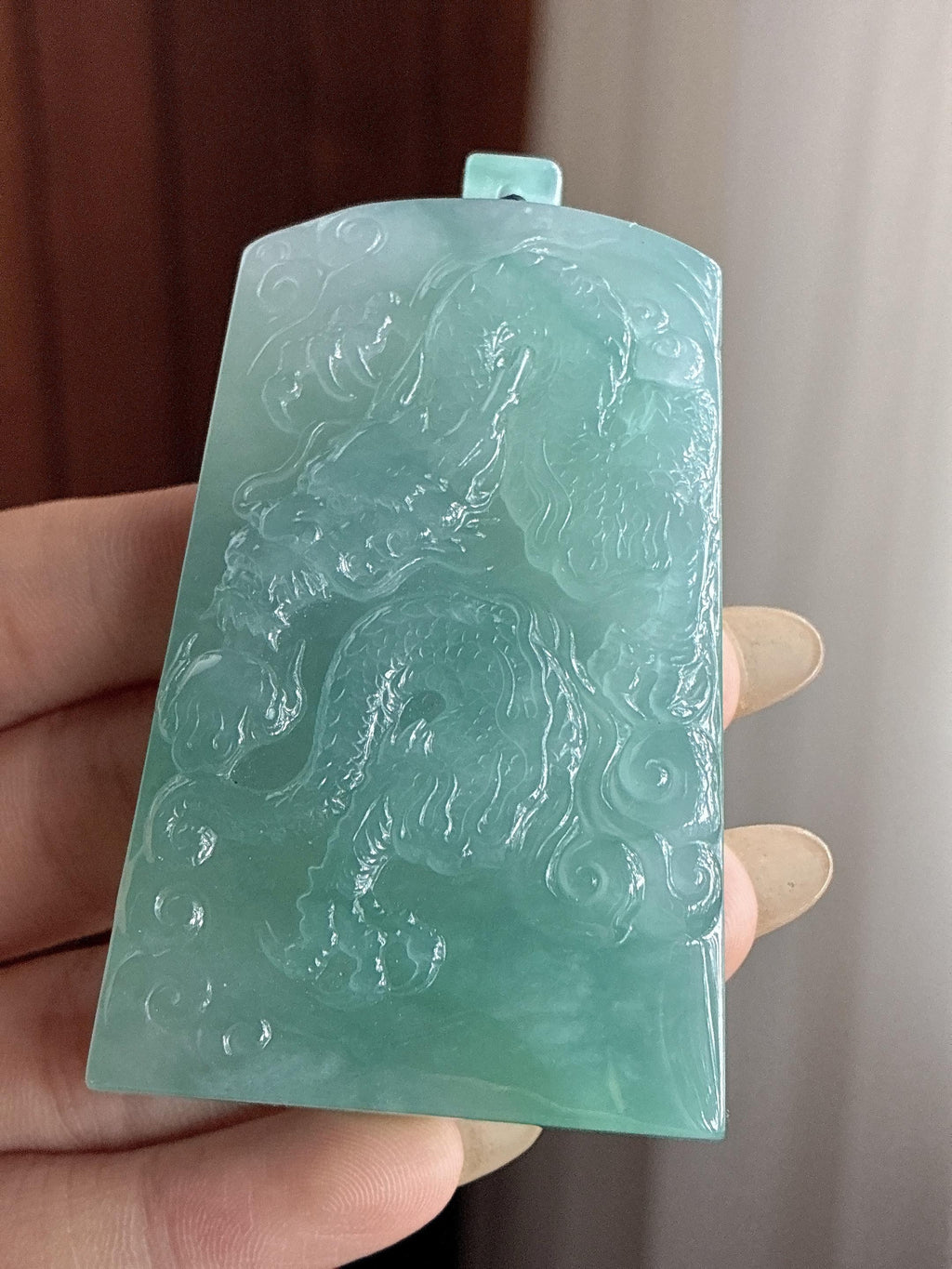 糯冰蓝底龙牌挂件 天然缅甸A货翡翠（yc497411）