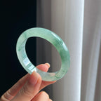 冰种飘花翡翠平安镯（53mm）（yc389586）