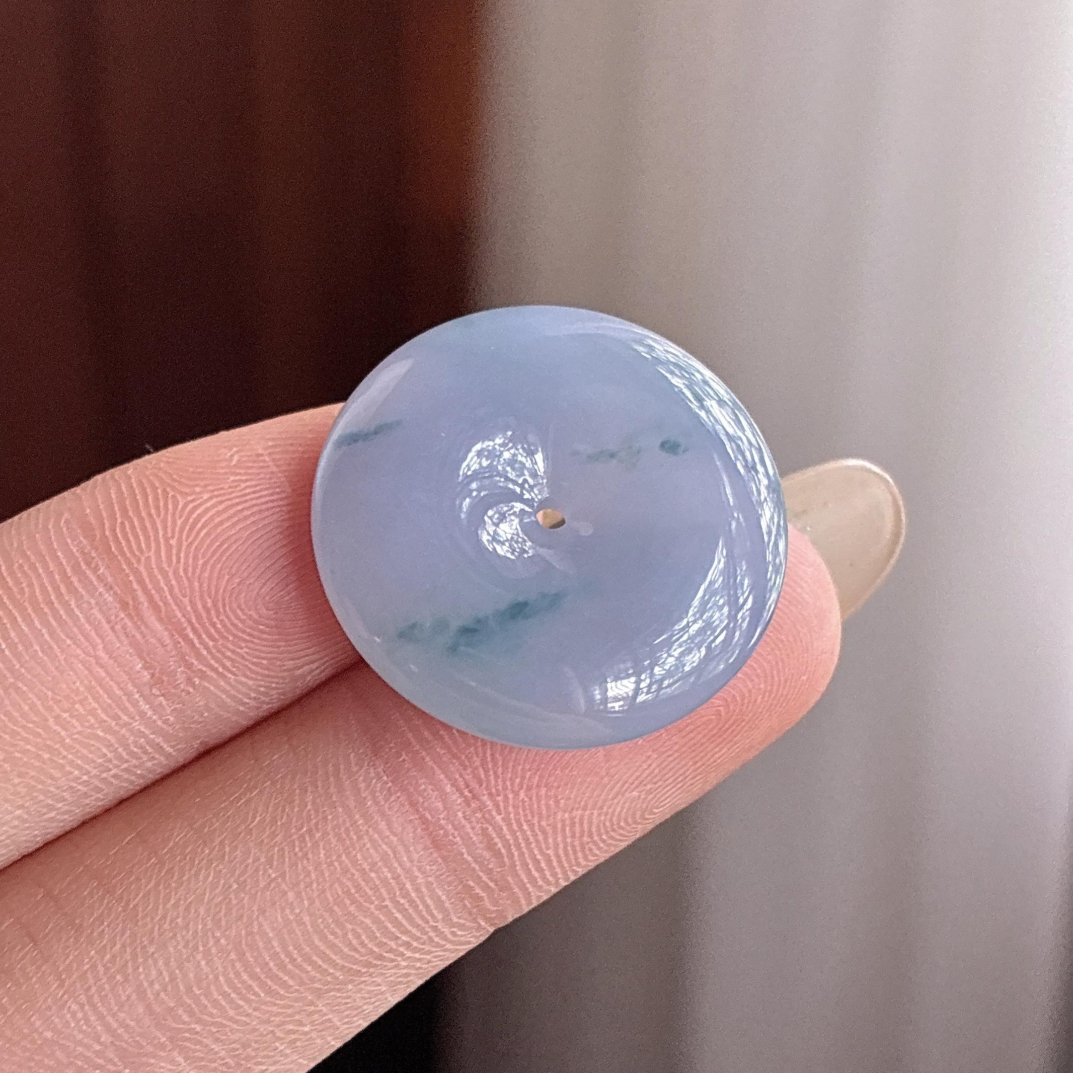 糯冰紫罗兰飘花平安扣挂件 天然缅甸Ａ货翡翠（yc497756）