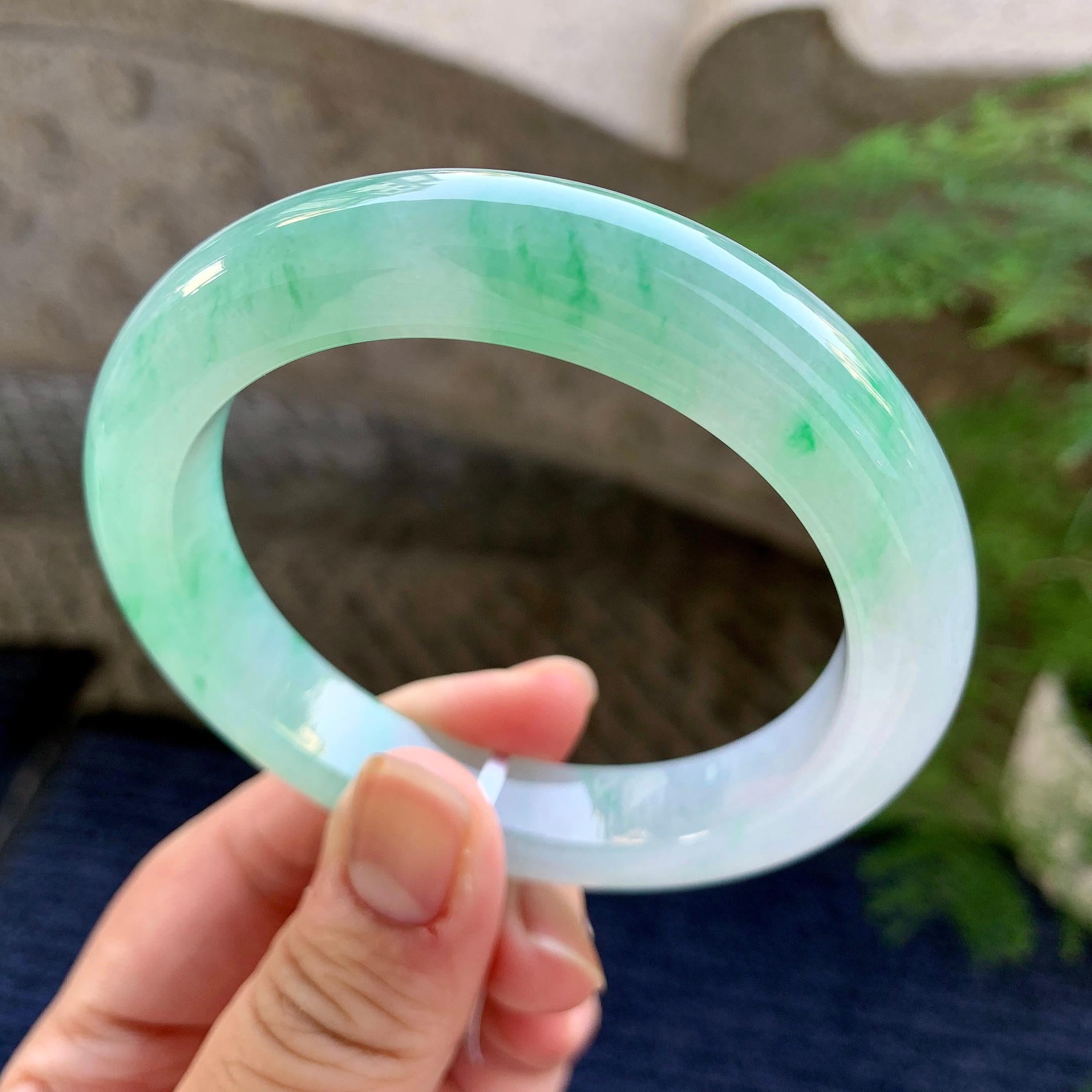 糯冰种飘花平安镯（57.2mm）（yc249468）