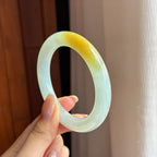 糯冰黄翡圆条手镯 53圈 天然缅甸A货翡翠（yc439906）