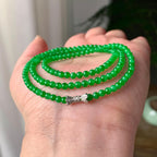 糯冰种阳绿小米珠链（161颗） 天然缅甸A货翡翠（yc355302）