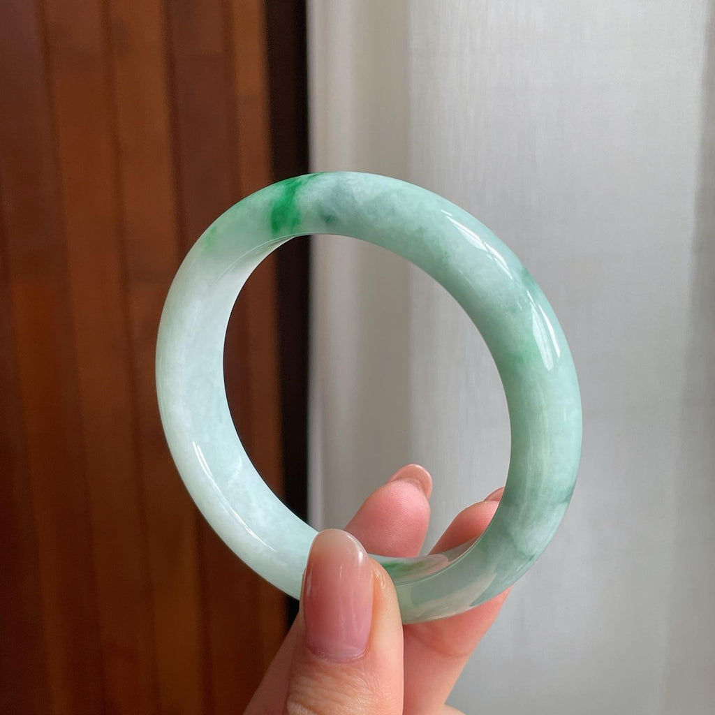 糯冰飘花翡翠平安镯（54mm)（yc330573）