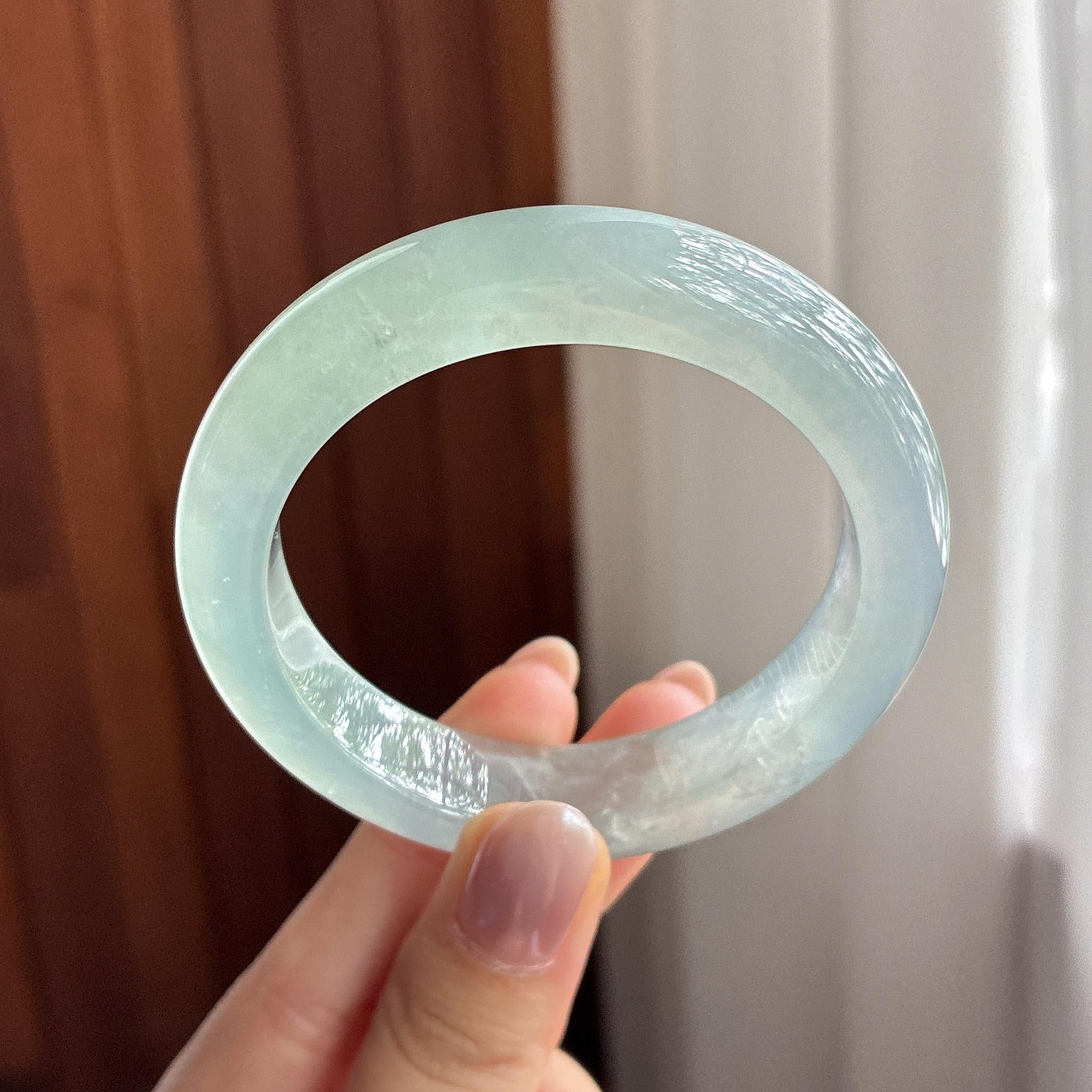 冰种晴底正圈平安镯 51圈 天然缅甸Ａ货翡翠（yc494769）