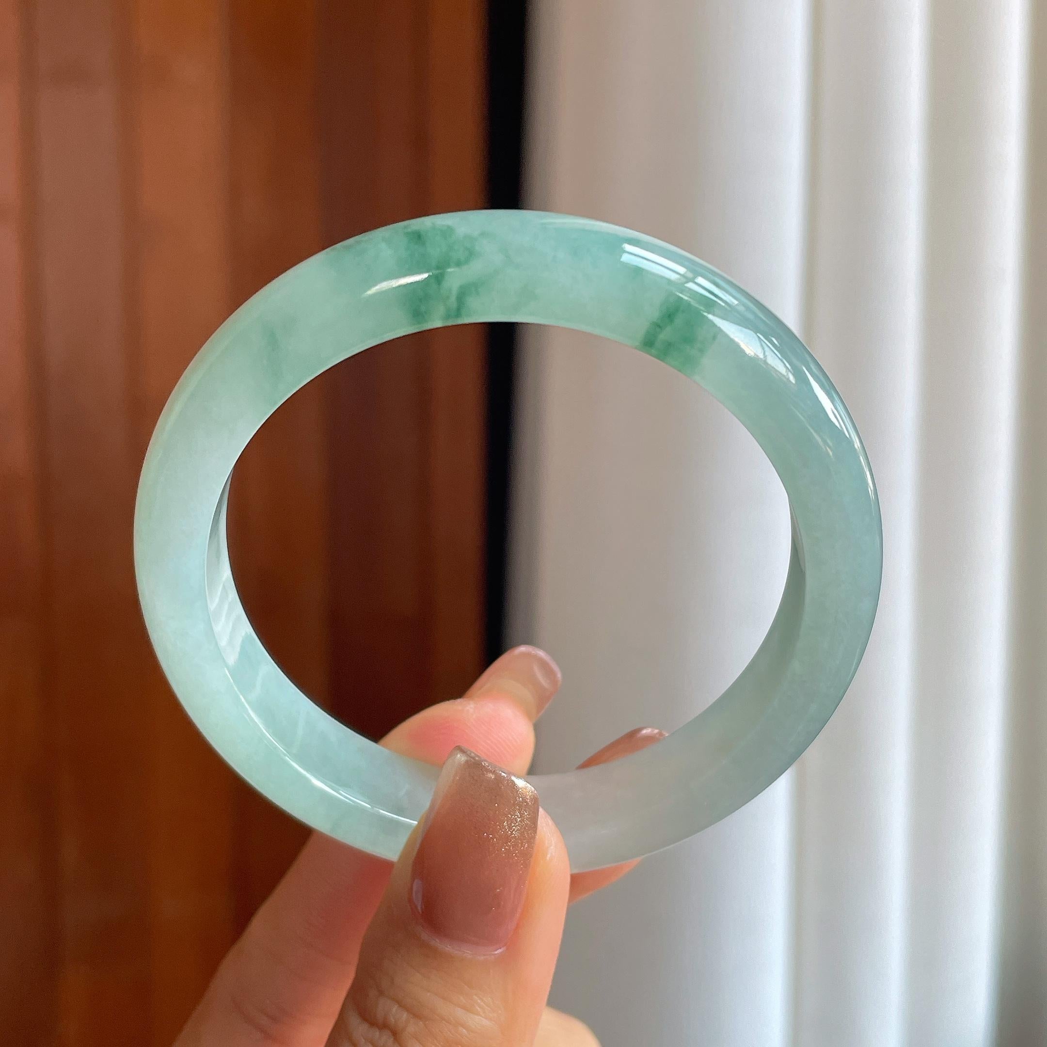 糯冰飘花翡翠平安镯（56.5mm）（yc366944）