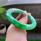 细糯种飘绿圆条手镯（58.3mm）（yc223252）