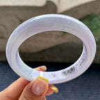 大圈口   糯种紫罗兰飘绿正圈平安镯58.2圈    天然缅甸A货翡翠（yc376051）