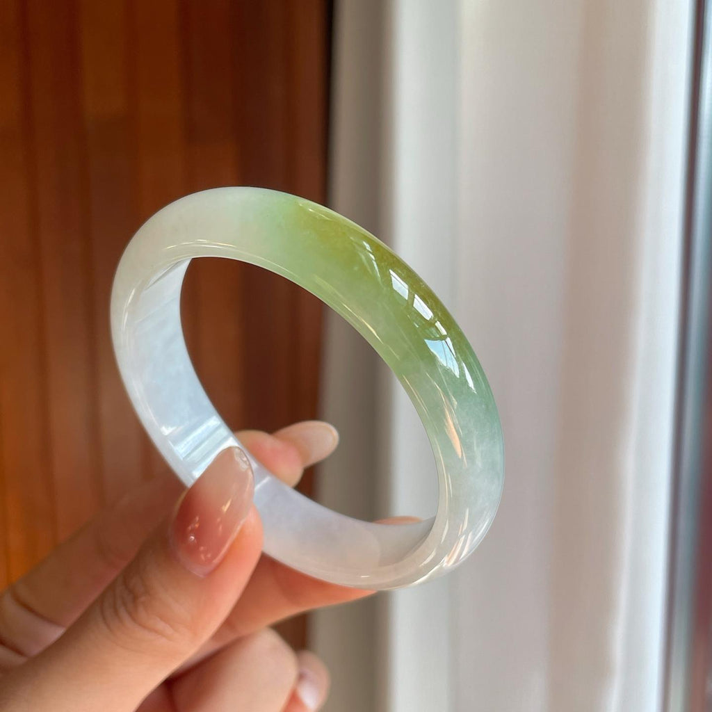 糯冰飘黄翡翡翠平安镯（55.7mm）（yc269047）