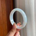 糯冰白月光洒金翡翠平安镯（58.2mm)（yc414510）